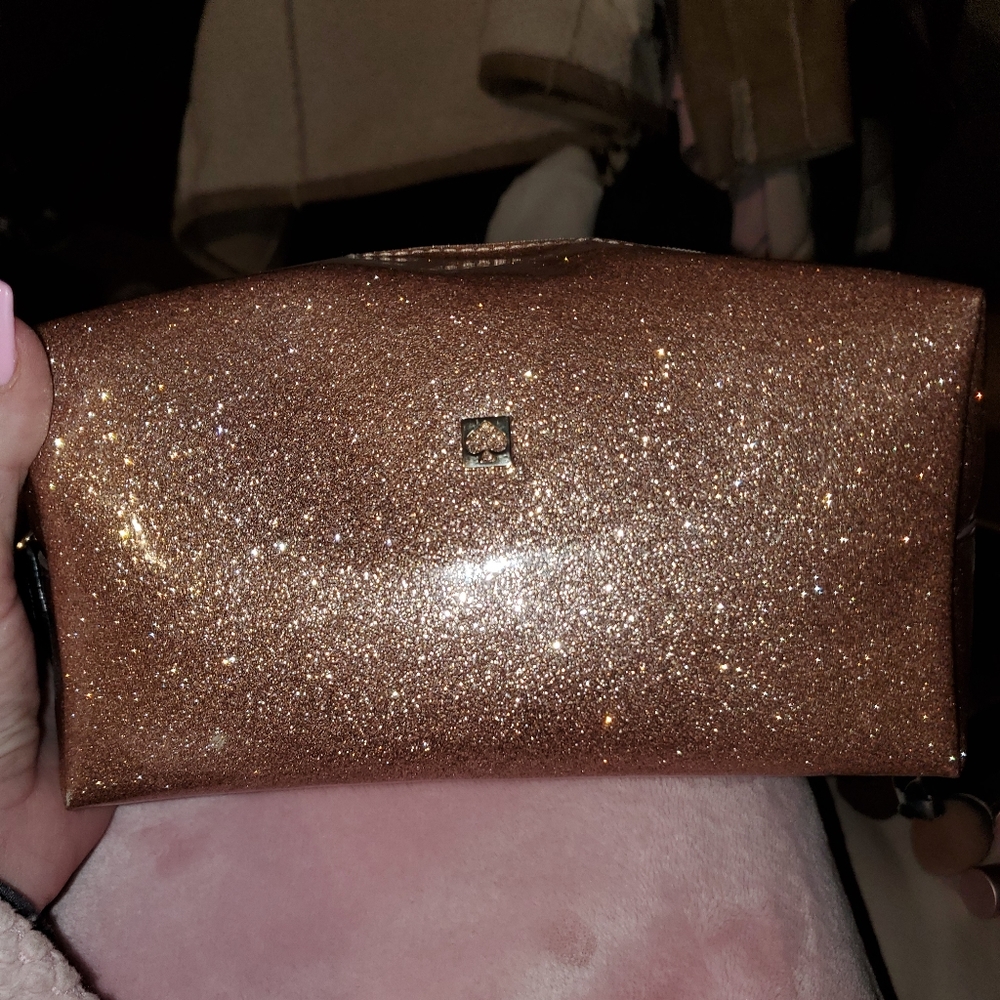 Kate Spade ♠️ rose gold sparkle cosmetic bag